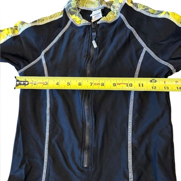 LL Bean Sun and Surf Bodysuit Swimsuit Black And Yellow Boys Size Medium 10-12 - Picture 6 of 6